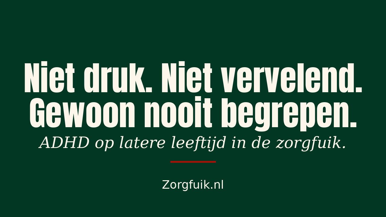 Niet druk. Niet vervelend. Gewoon nooit begrepen. ADHD op latere leeftijd in de zorgfuik.